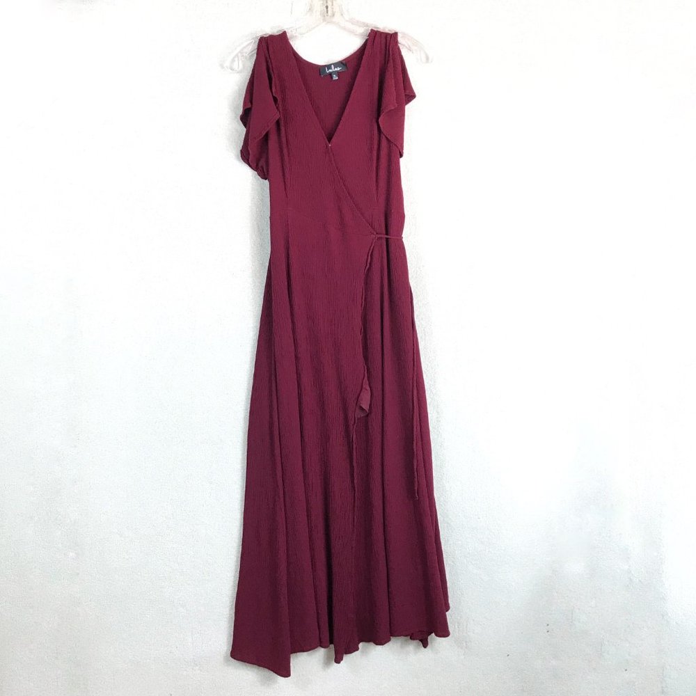 Lulus Heart of Marigold Burgundy Wrap Maxi Dress Size XL Extra Large Textured
